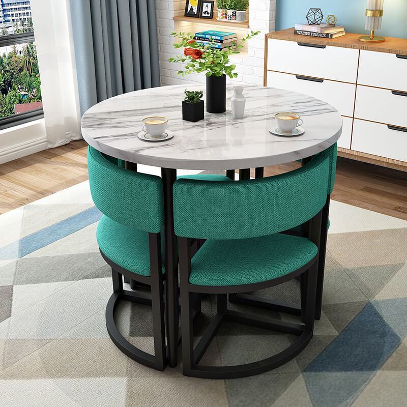 Versatile Round Table With Comfortable Nesting Chairs