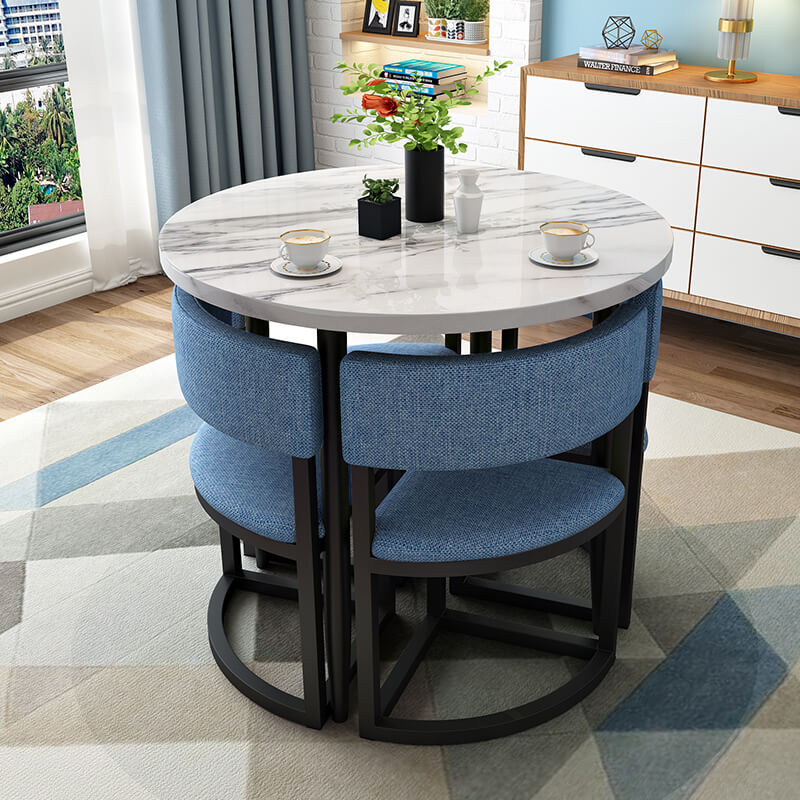 Versatile Round Table With Comfortable Nesting Chairs