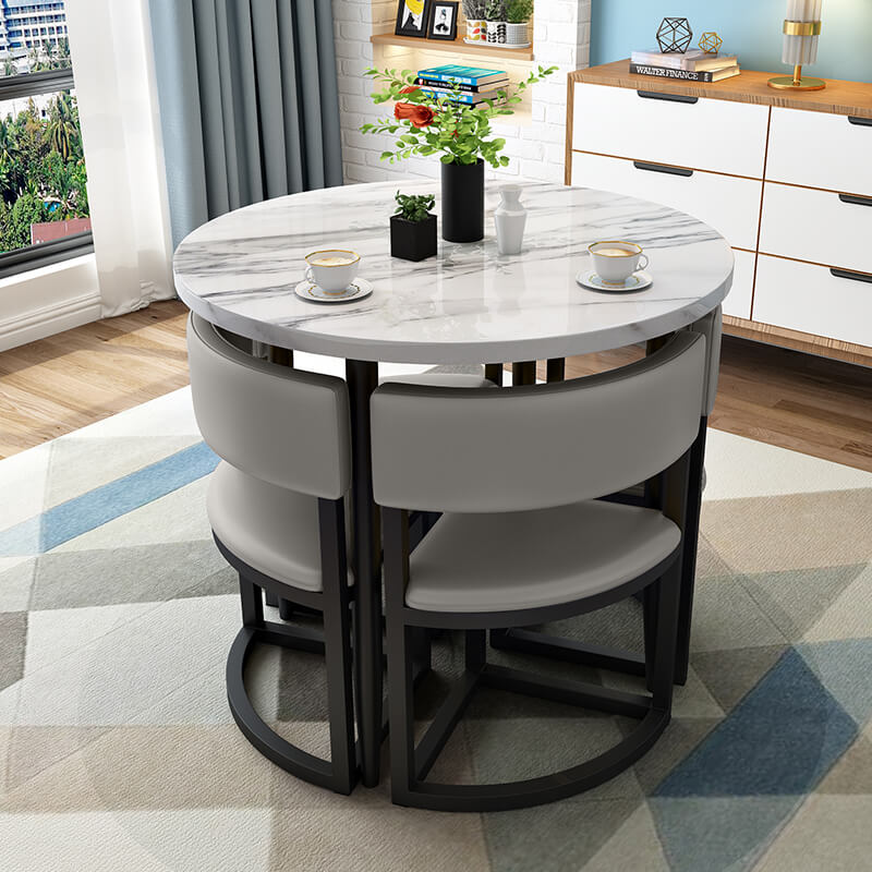 Versatile Round Table With Comfortable Nesting Chairs