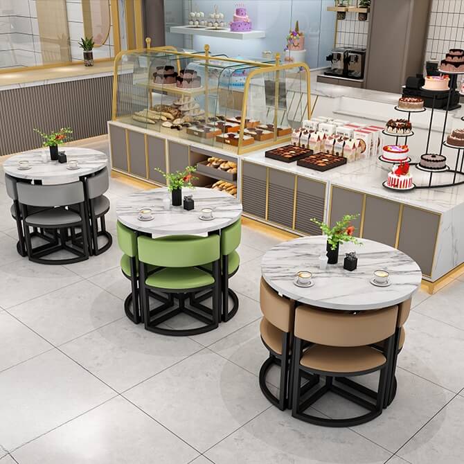 Versatile Round Table With Comfortable Nesting Chairs