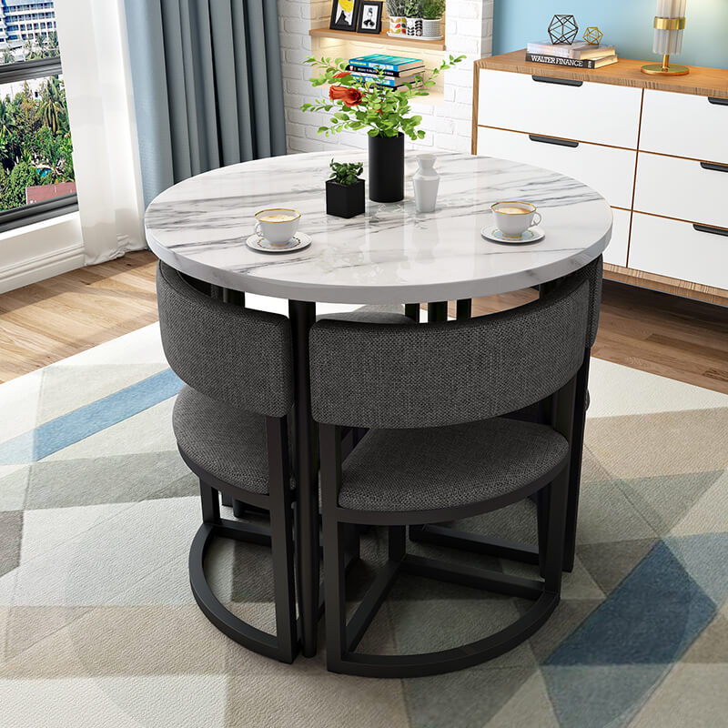 Versatile Round Table With Comfortable Nesting Chairs