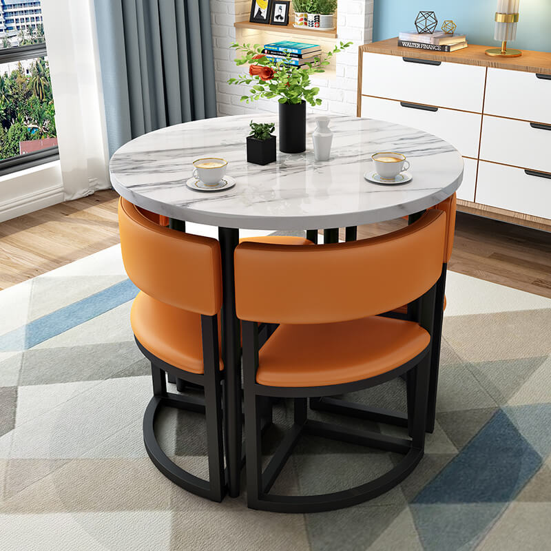 Versatile Round Table With Comfortable Nesting Chairs