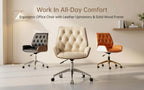 Vertex Leather Executive Office Chair with Solid Wood Frame