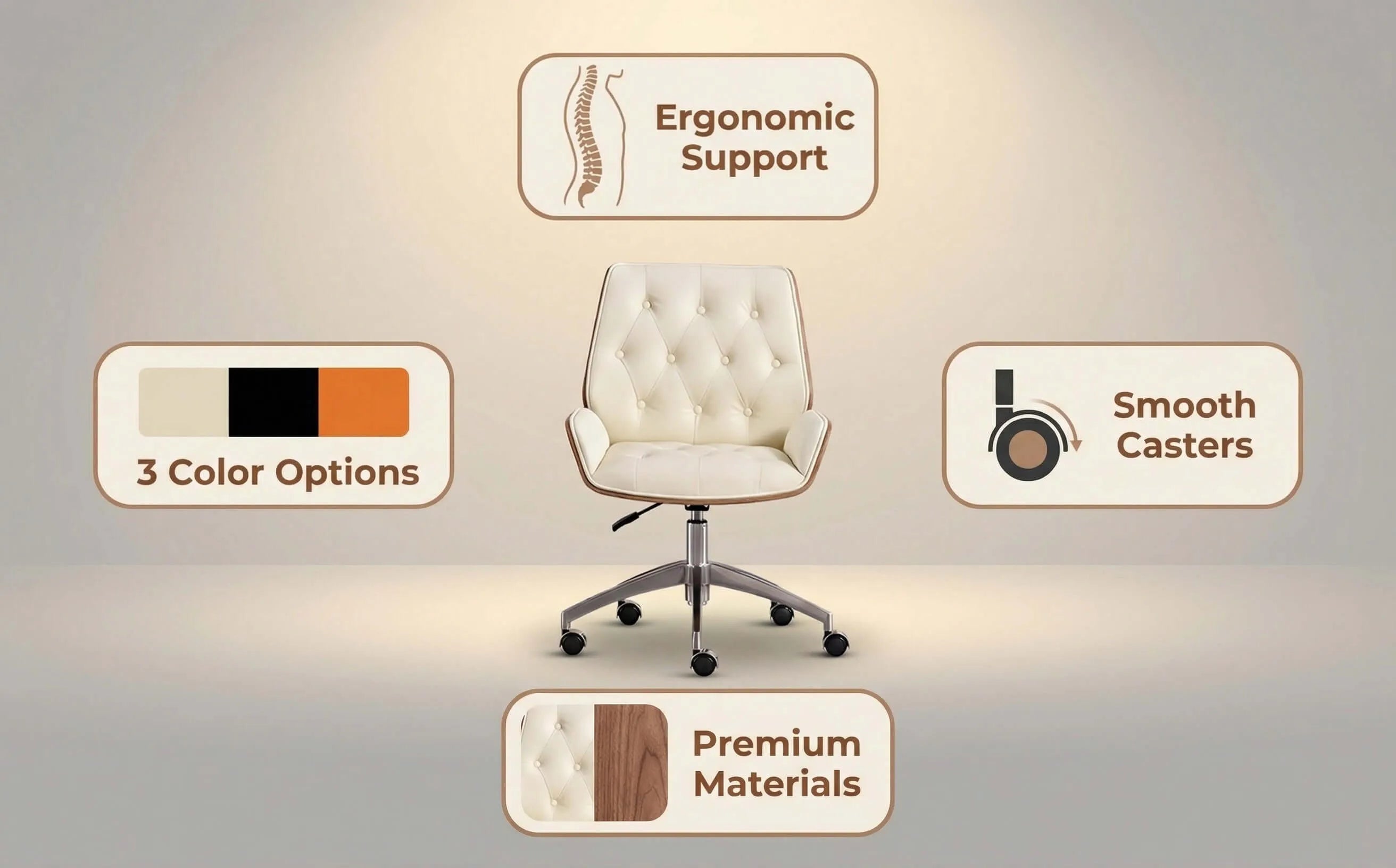 Vertex Leather Executive Office Chair with Solid Wood Frame