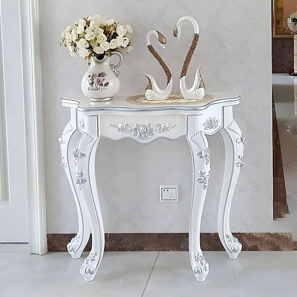 Victorian Free-Form Wood Console Table with Gold Accents