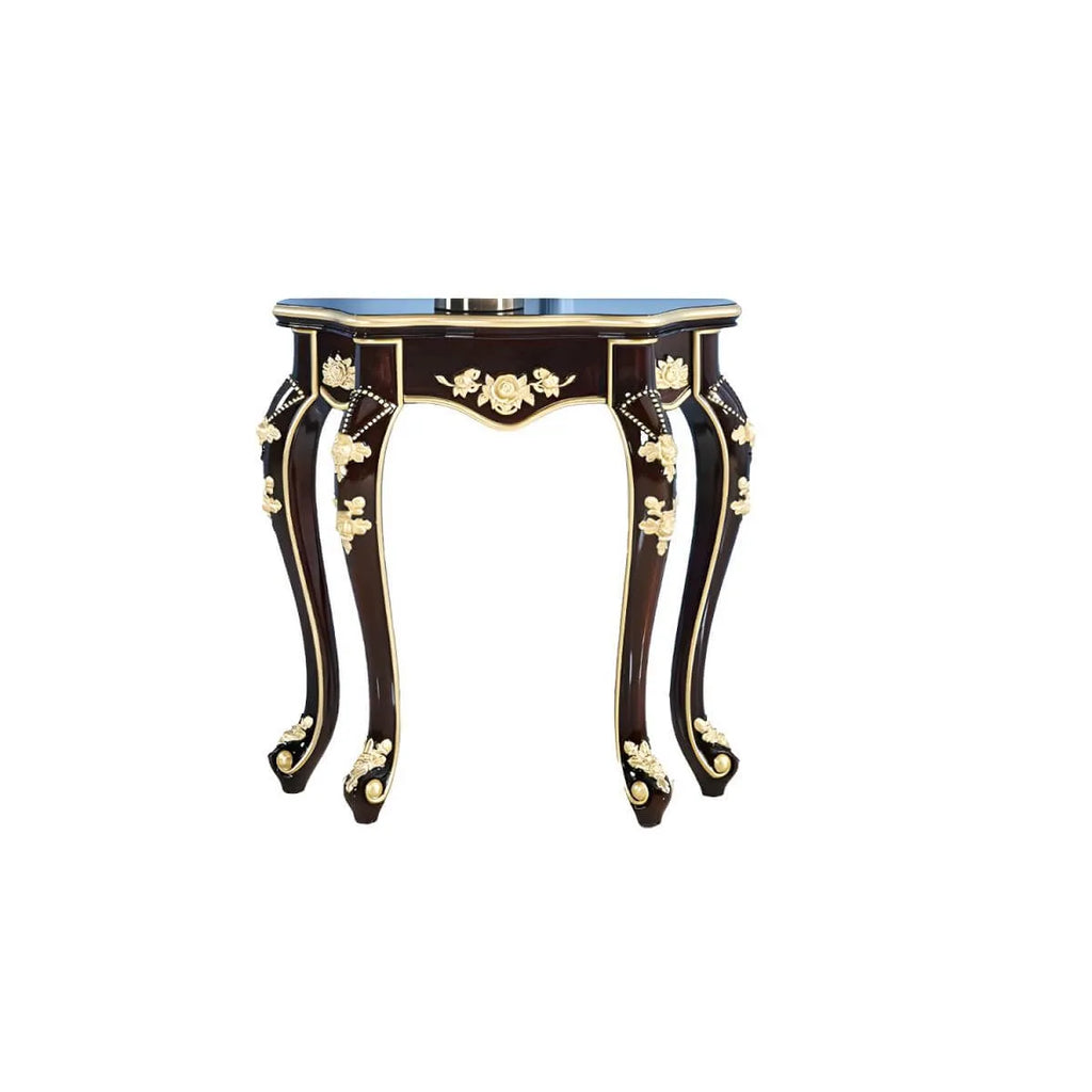 Victorian Free-Form Wood Console Table with Gold Accents