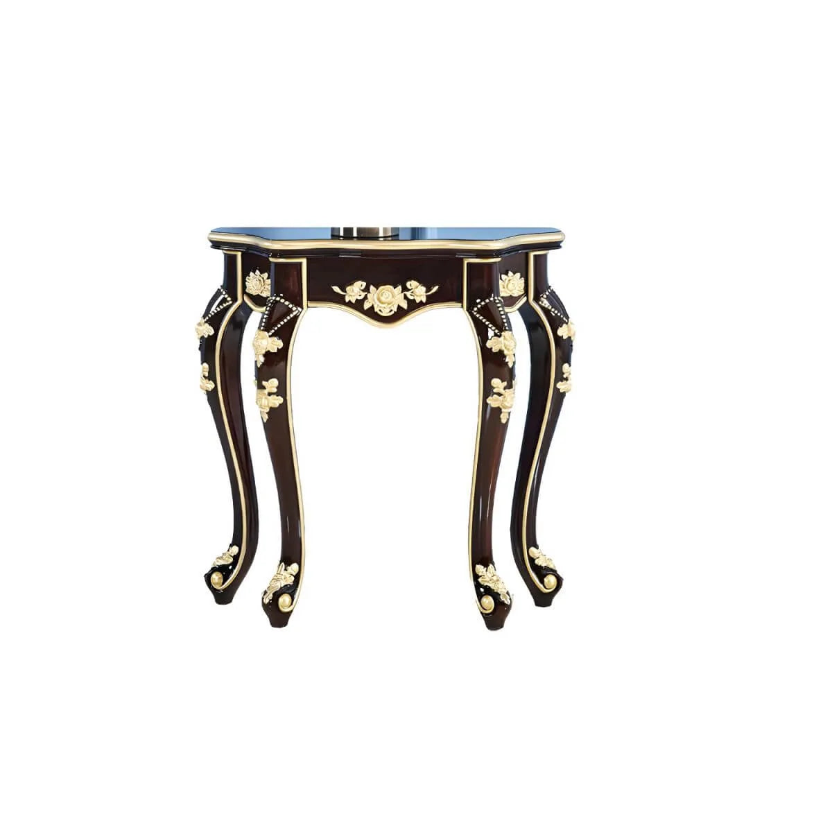 Victorian Free-Form Wood Console Table with Gold Accents