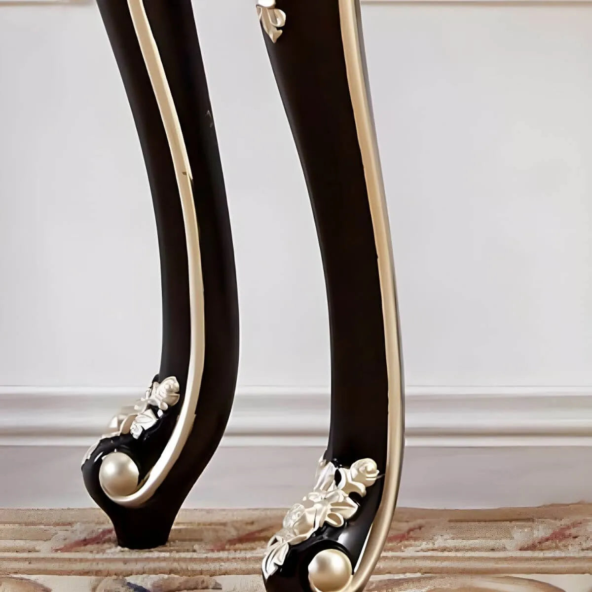 Victorian Free-Form Wood Console Table with Gold Accents