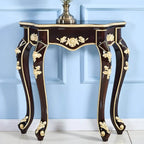 Victorian Free-Form Wood Console Table with Gold Accents