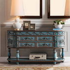 Victorian Half-Moon Wood Console Table with Storage