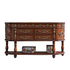 Victorian Half-Moon Wood Console Table with Storage