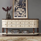 Victorian Half-Moon Wood Console Table with Storage