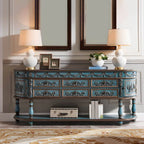 Victorian Half-Moon Wood Console Table with Storage