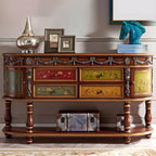 Victorian Half-Moon Wood Console Table with Storage