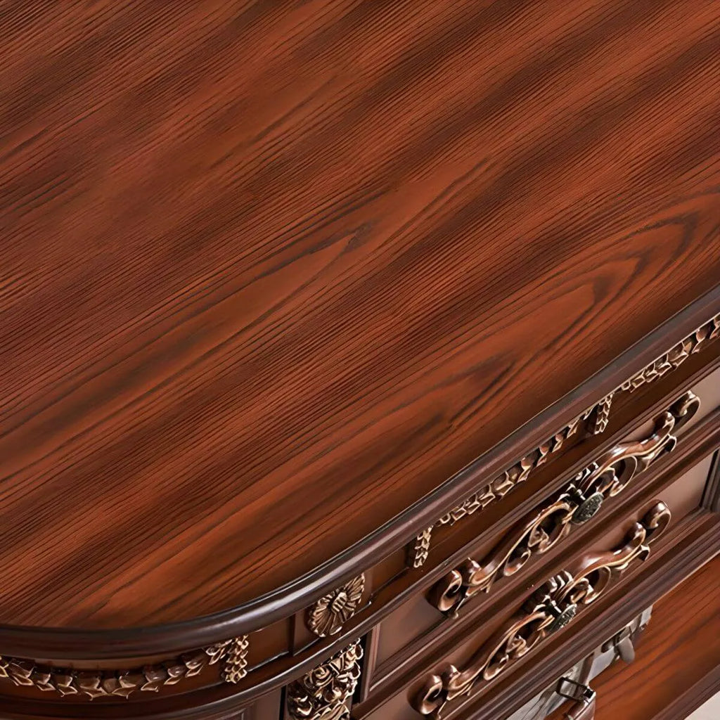 Victorian Half-Moon Wood Console Table with Storage