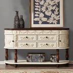 Victorian Half-Moon Wood Console Table with Storage