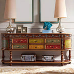 Victorian Half-Moon Wood Console Table with Storage