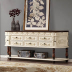 Victorian Half-Moon Wood Console Table with Storage