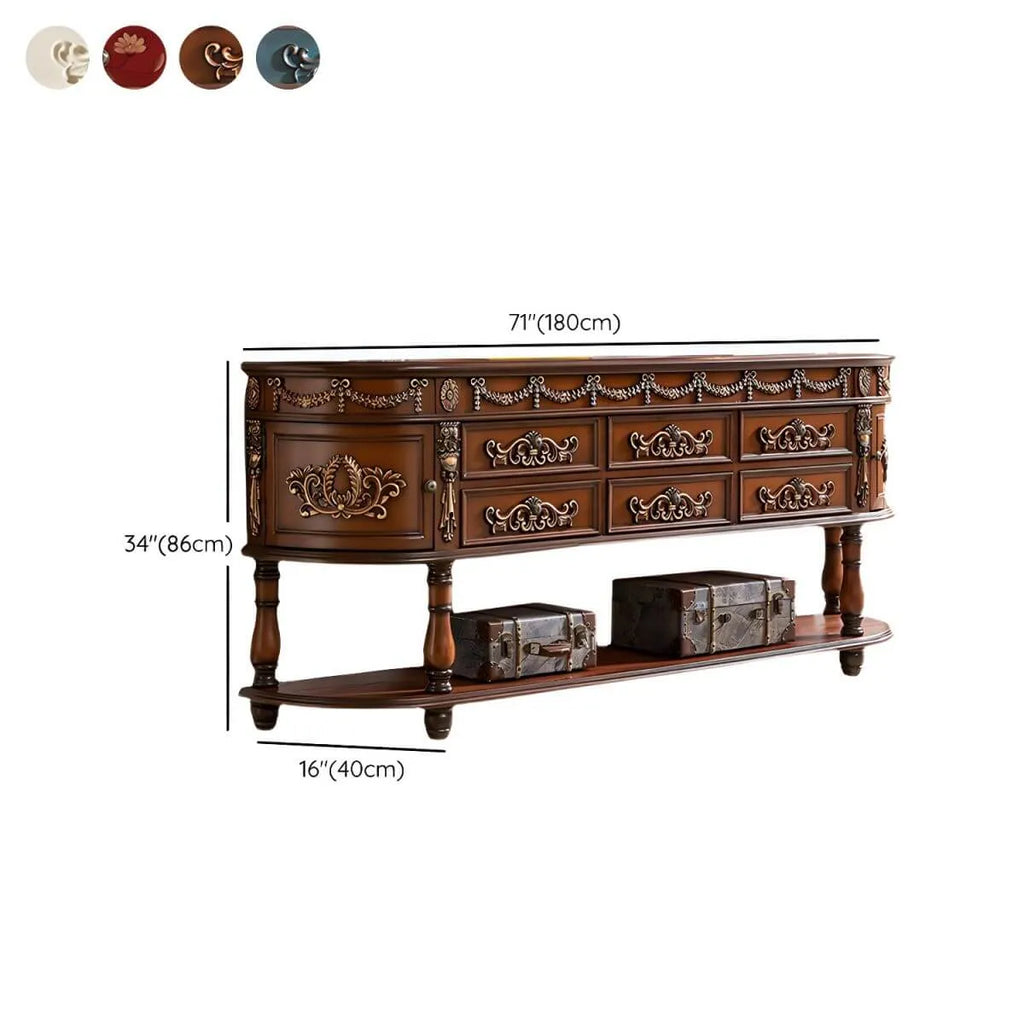 Victorian Half-Moon Wood Console Table with Storage Dimensions