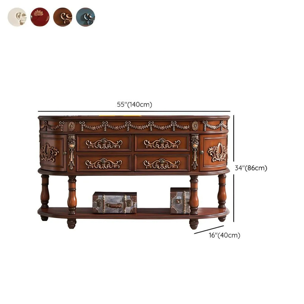 Victorian Half-Moon Wood Console Table with Storage Dimensions