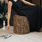 Vine Floral Ottoman With Soft Upholstery and Portable Accent Design