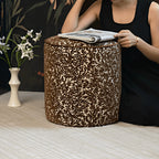 Vine Floral Ottoman With Soft Upholstery and Portable Accent Design