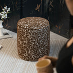 Vine Floral Ottoman With Soft Upholstery and Portable Accent Design