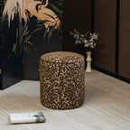 Vine Floral Ottoman With Soft Upholstery and Portable Accent Design
