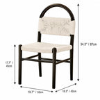 Vintage Arched Rope Dining Chair Series with Checker Weave and Rounded Wood Frame