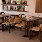 Vintage Arched Rope Dining Chair Series with Checker Weave and Rounded Wood Frame Main Product Image