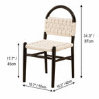 Vintage Arched Rope Dining Chair Series with Checker Weave and Rounded Wood Frame