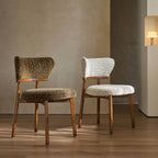 Vintage Ash Wood Dining Chair in Hand-Stitched Chenille, Curved Y-Back