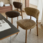 Vintage Ash Wood Dining Chair in Hand-Stitched Chenille, Curved Y-Back