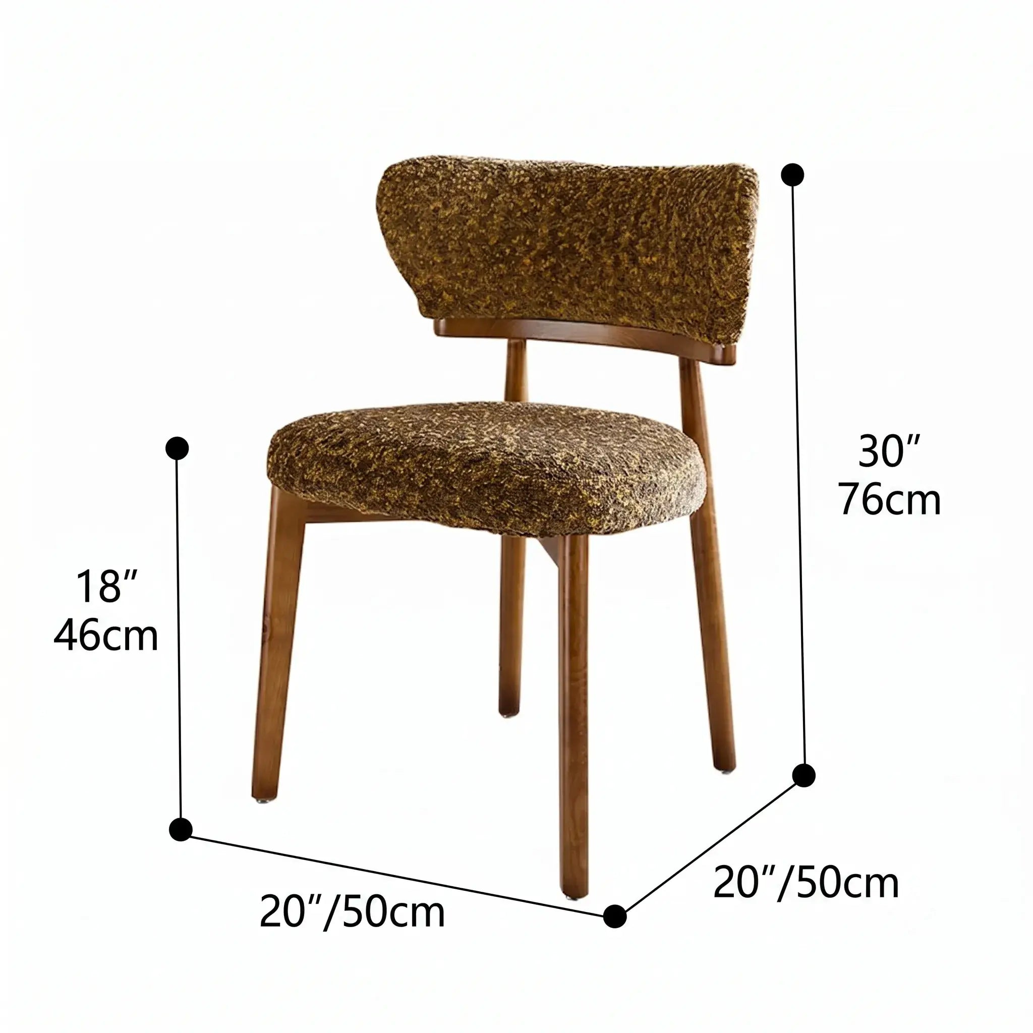 Vintage Ash Wood Dining Chair in Hand-Stitched Chenille, Curved Y-Back Dimensions