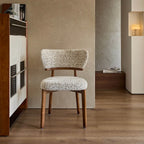 Vintage Ash Wood Dining Chair in Hand-Stitched Chenille, Curved Y-Back Main Product Image