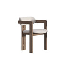 Vintage Ash Wood Dining Chair with Houndstooth Upholstery and Sculpted Back Slit