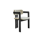 Vintage Ash Wood Dining Chair with Houndstooth Upholstery and Sculpted Back Slit