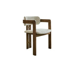 Vintage Ash Wood Dining Chair with Houndstooth Upholstery and Sculpted Back Slit
