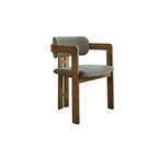 Vintage Ash Wood Dining Chair with Houndstooth Upholstery and Sculpted Back Slit