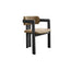 Vintage Ash Wood Dining Chair with Houndstooth Upholstery and Sculpted Back Slit