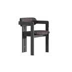 Vintage Ash Wood Dining Chair with Houndstooth Upholstery and Sculpted Back Slit