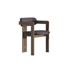 Vintage Ash Wood Dining Chair with Houndstooth Upholstery and Sculpted Back Slit