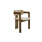 Vintage Ash Wood Dining Chair with Houndstooth Upholstery and Sculpted Back Slit