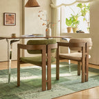 Vintage Ash Wood Dining Chair with Houndstooth Upholstery and Sculpted Back Slit