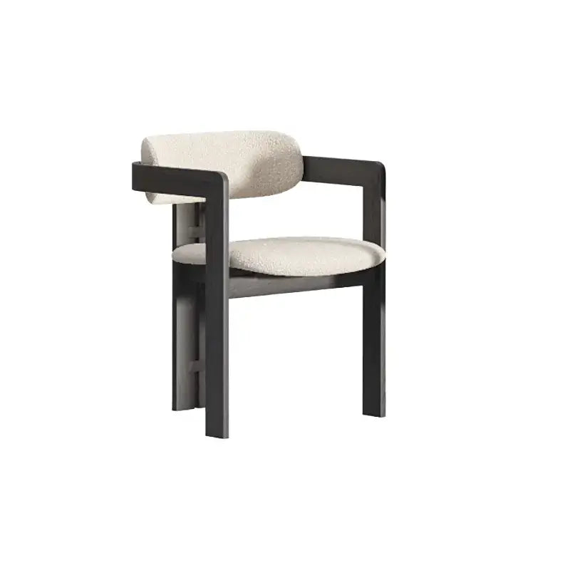 Vintage Ash Wood Dining Chair with Houndstooth Upholstery and Sculpted Back Slit