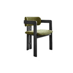 Vintage Ash Wood Dining Chair with Houndstooth Upholstery and Sculpted Back Slit