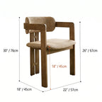 Vintage Ash Wood Dining Chair with Houndstooth Upholstery and Sculpted Back Slit Dimensions