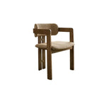 Vintage Ash Wood Dining Chair with Houndstooth Upholstery and Sculpted Back Slit