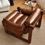 Vintage Ash Wood Leather Sofa Sectionals with Cloud-Cushioned Comfort
