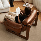 Vintage Ash Wood Leather Sofa Sectionals with Cloud-Cushioned Comfort